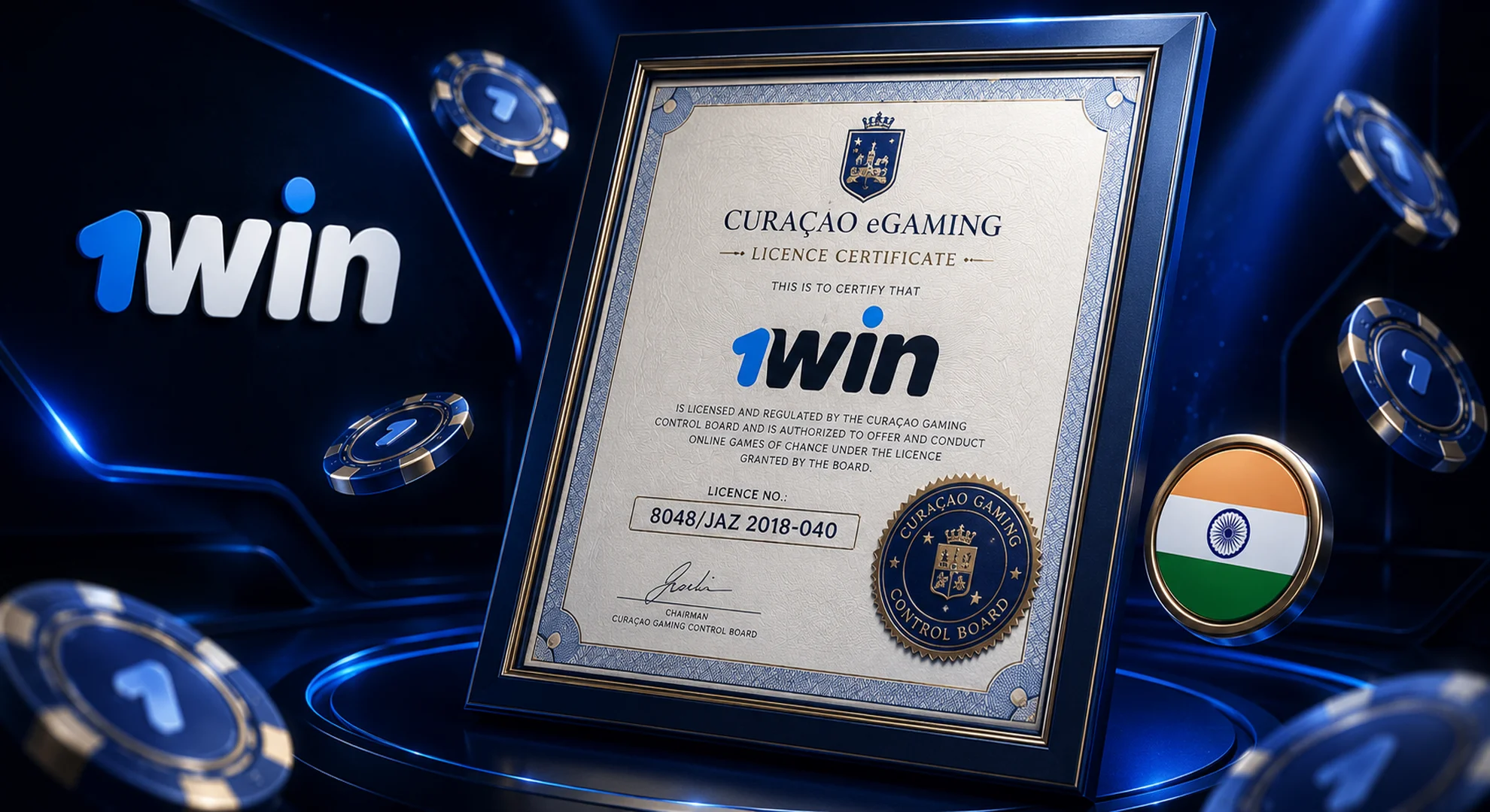 Official 1win Curaçao eGaming licence verification for India